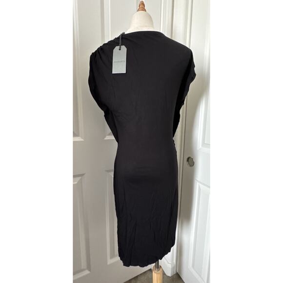 AllSaints Helix Draped Dress Indigo Black Size 2 NWT $178 Orig. Asymmetric Hem - Picture 5 of 14